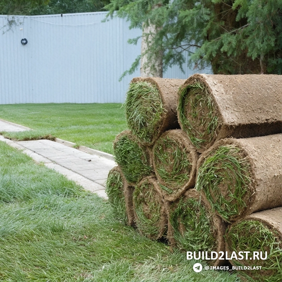 Рулонный газон с ярким зеленым цветом на садовом участке