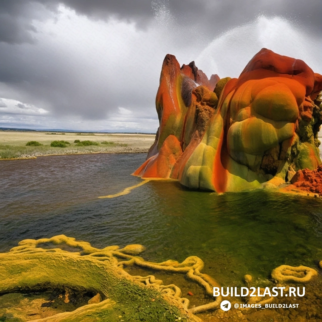 Удивительный геотермальный гейзер Fly Geyser в Неваде, США, является уникальной природной достопримечательностью.